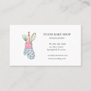 Baking utensils & mitten bakery business card