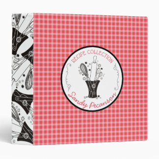 Baking utensils vase personalized cookbook recipe binder
