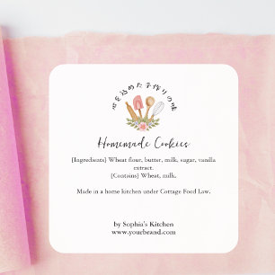 Baking Utensils Watercolor Ingredient Product Square Sticker