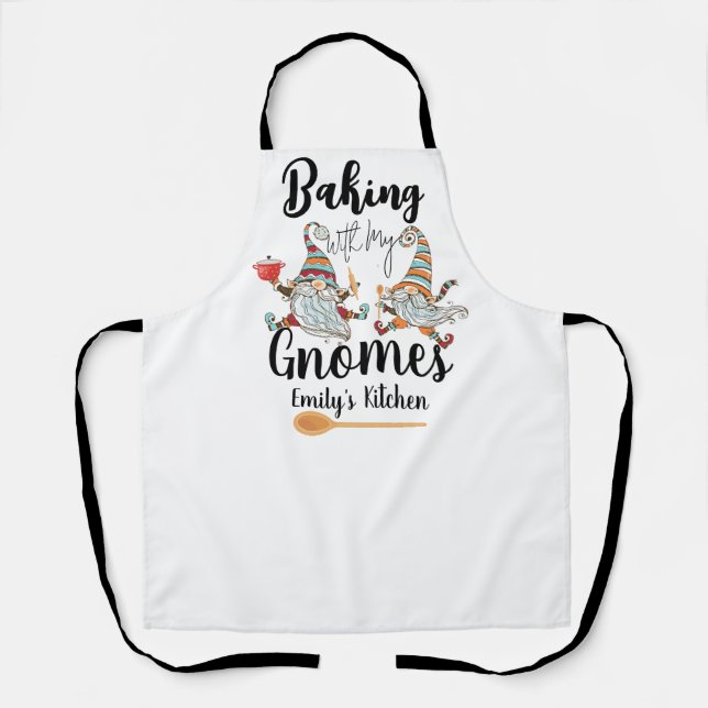 Baking with my Gnomes Custom Bakery Gnome Baking Apron (Front)