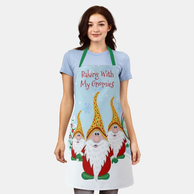 Baking with my Gnomies Gnome Xmas Christmas Apron (Worn)