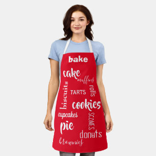 Baking Words Red Kitchen Apron