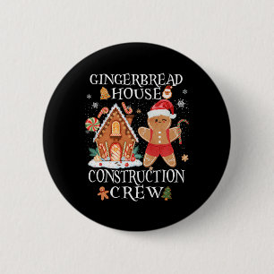Baking Xmas Gingerbread House Construction Crew De 2 Inch Round Button
