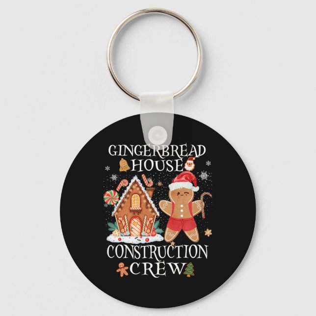 Baking Xmas Gingerbread House Construction Crew De Keychain (Front)