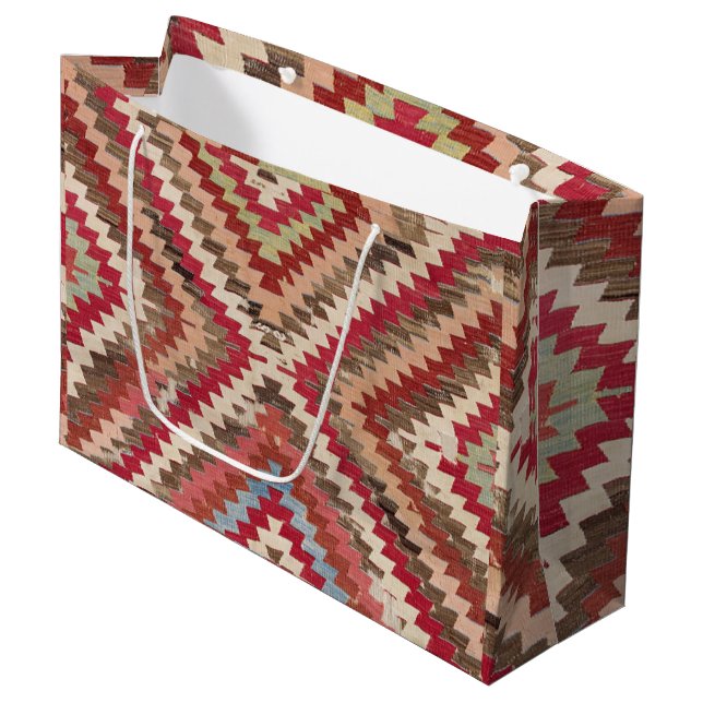 Baklava Chevron Star II // 18th Century Authentic Large Gift Bag (Front Angled)