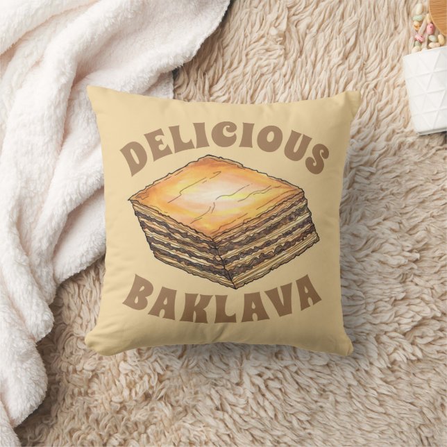 Baklava Sweet Filo Honey Dessert Pastry Greek Food Throw Pillow (Blanket)