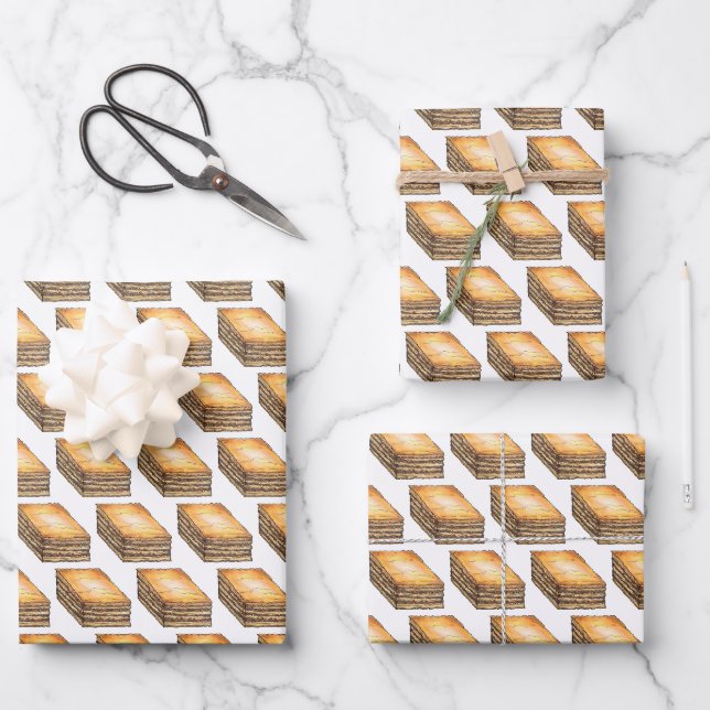 Baklava Sweet Filo Honey Dessert Pastry Greek Food Wrapping Paper Sheet (Front)