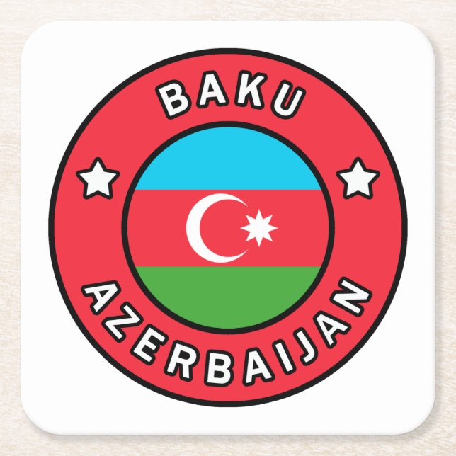 Baku Azerbaijan Square Paper Coaster (Front)