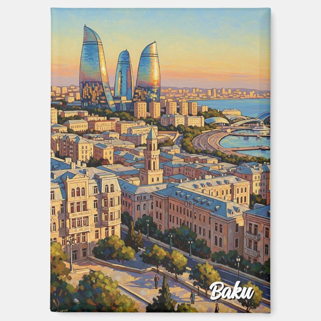 Baku Azerbaijan Travel  Magnet (Front)