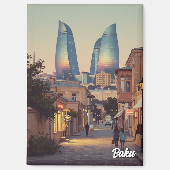 Baku Azerbaijan Travel  Magnet (Front)