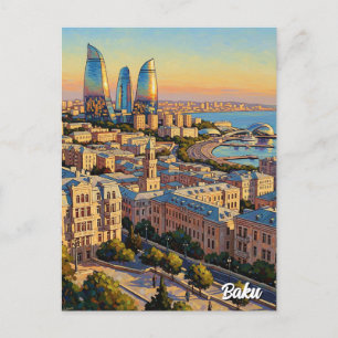 Baku Azerbaijan Travel  Postcard