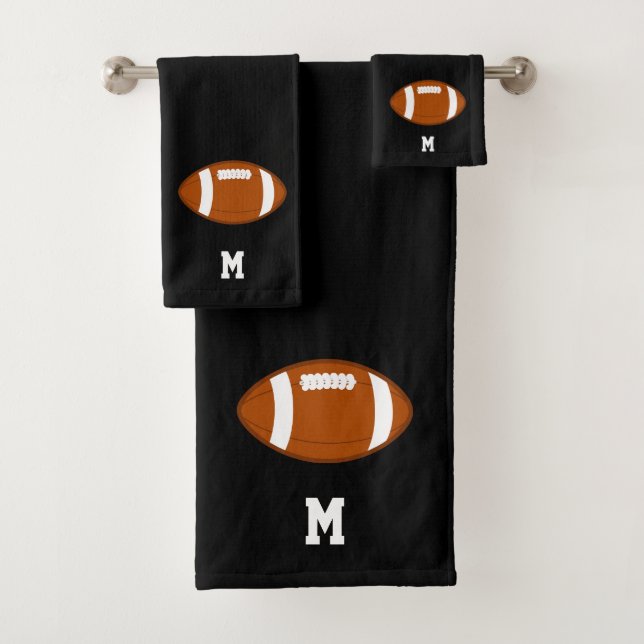 Bal de football américain et monogramme en noir (En situation)