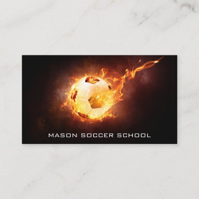 Bal de football en feu - Carte de visite entraîneu (Devant)