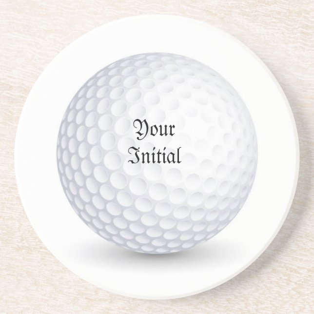 Bal de golf 3-D blanc Dessous de verre rond de grè (Devant)