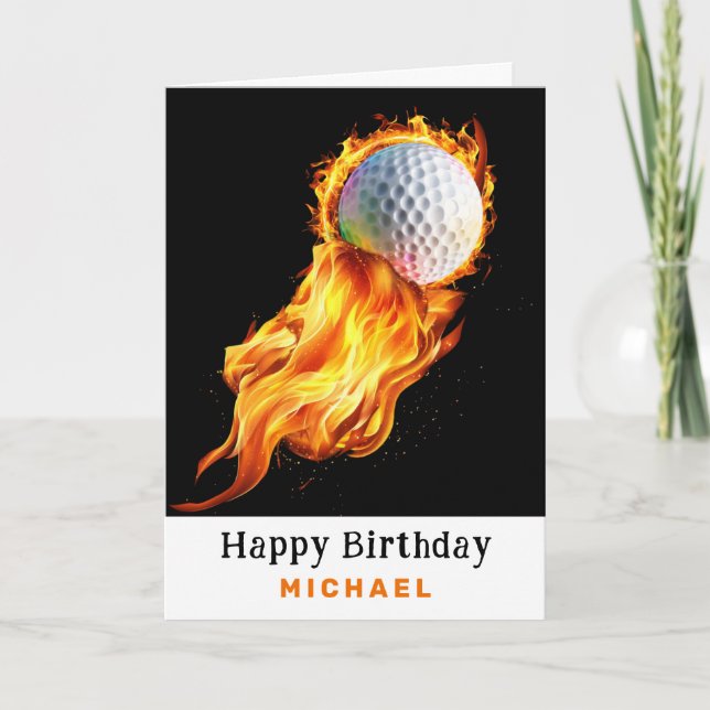 *~* Bal de golf AP94 Flammes d'incendie Carte d'an (Devant)