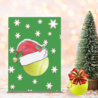 Bal De Tennis Avec Carte De Noël De Santa Hat