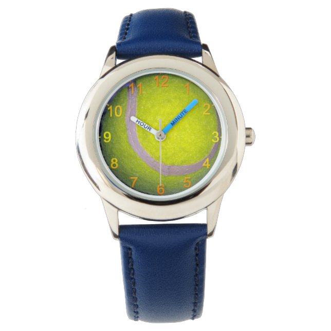 Bal De Tennis Jaune, Montre En Cuir Enfant (devant)
