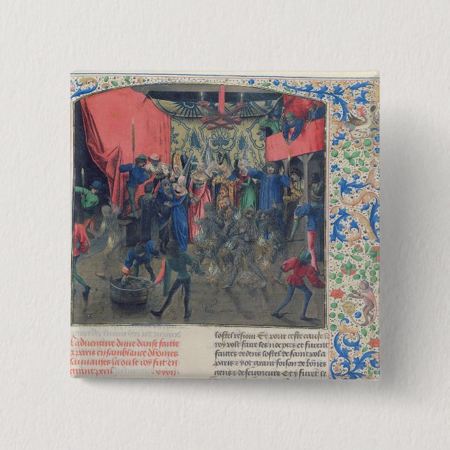Bal des Ardents', Charles being saved 2 Inch Square Button (Front)
