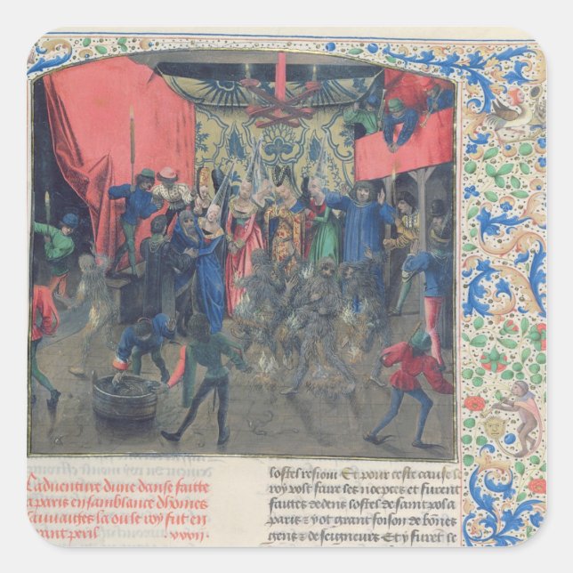 Bal des Ardents', Charles being saved Square Sticker (Front)