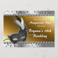Bal Masqué Invitation Argent Or