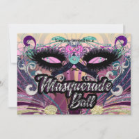 Bal masqué Masque à cils colorés Invitation