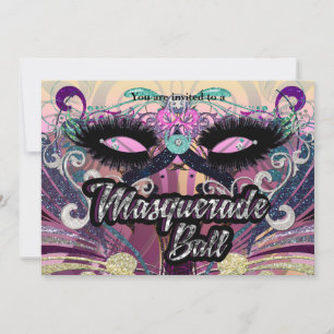 Bal masqué Masque de Cils Colorés Invitation