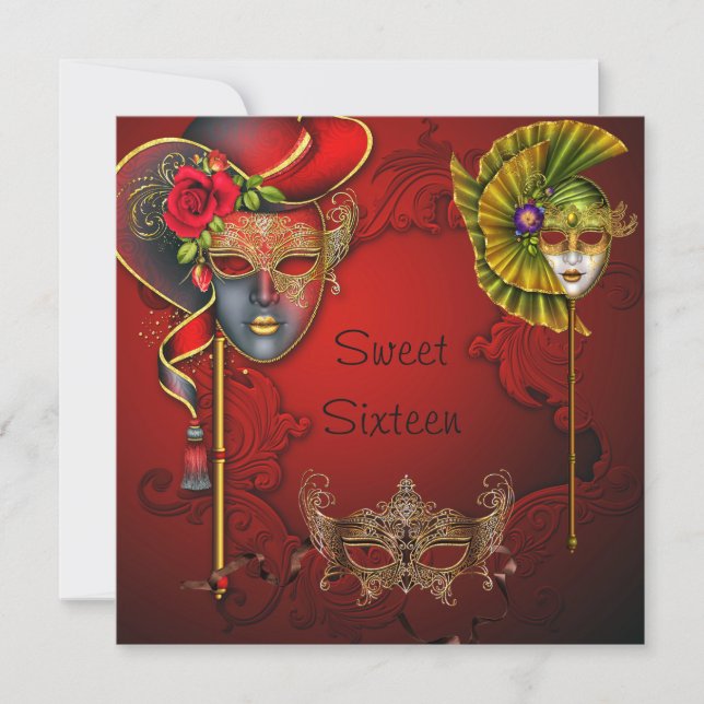 Bal Masquerade, Sweet sixteen Invitation Anniversa (Devant)