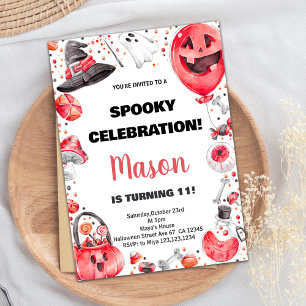 Bal rouge Halloween Invitations d'anniversaire