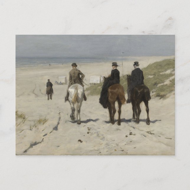 Balade à cheval le long de la plage - Carte postal (Devant)