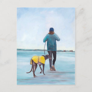Balade avec ma carte postale de Greyhound Dog Art