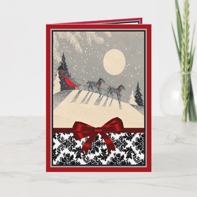 Balade en traîneau sous la carte de Noël de la Lun (Devant)