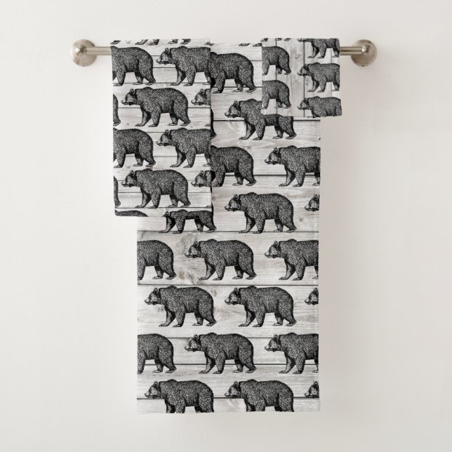 Balade Rustique Ours Shiplap Ensemble de serviette (En situation)