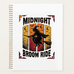 Balai de minuit vintage sorcière Halloween graphiq