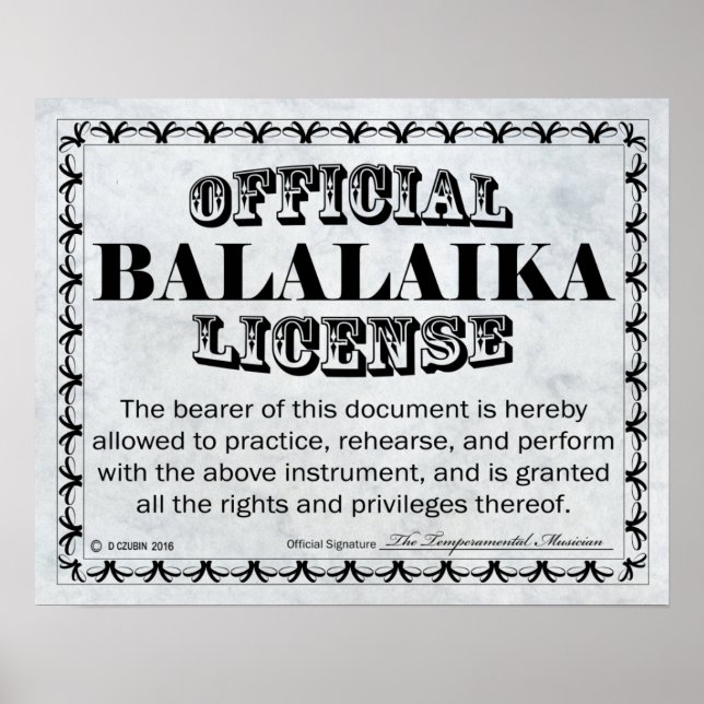 Balalaika License Poster (Front)