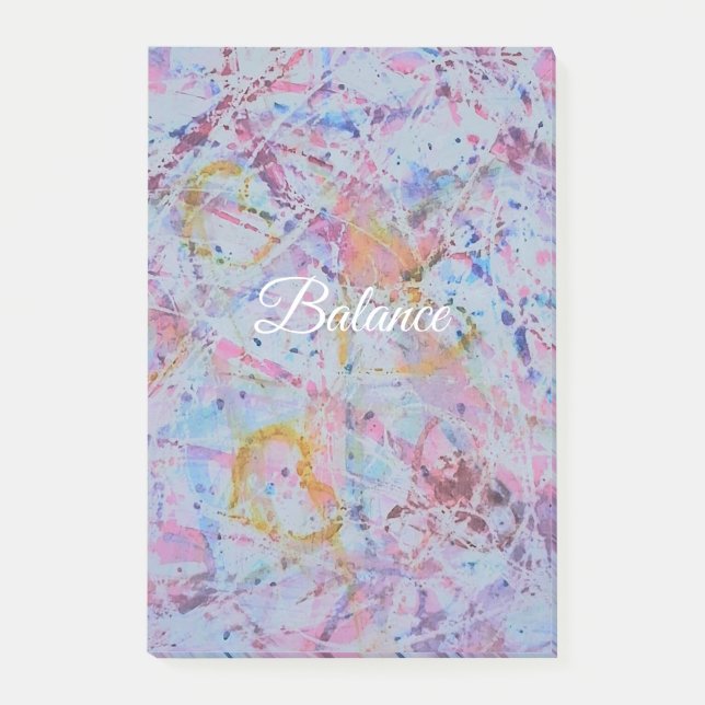 ​"Balance" Abstract Watercolor & Wax Resistance Post-it Notes (Front)