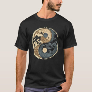 Balance and Harmony Yin Yang Symbol with Waves T-Shirt