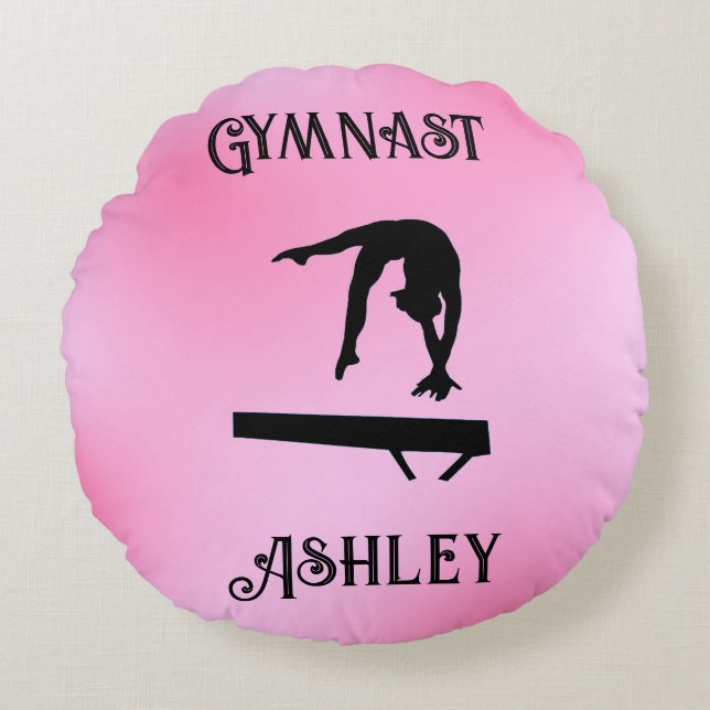 Balance Beam Pink Blush Gymnast  Round Pillow (Front)