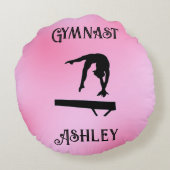 Balance Beam Pink Blush Gymnast  Round Pillow (Back)