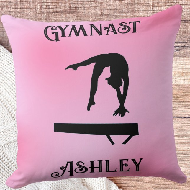 Balance Beam Pink Blush Gymnast   Throw Pillow