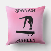 Balance Beam Pink Blush Gymnast   Throw Pillow (Back)