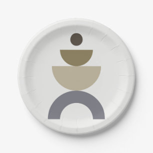 Balance - colorful Mid Century geometric shapes Paper Plate