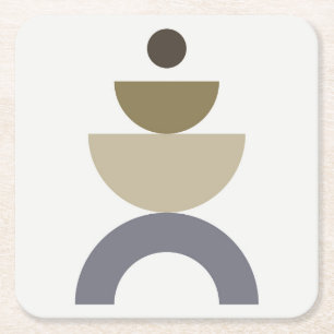 Balance - colourful Mid Century geometric shapes Square Paper Coaster