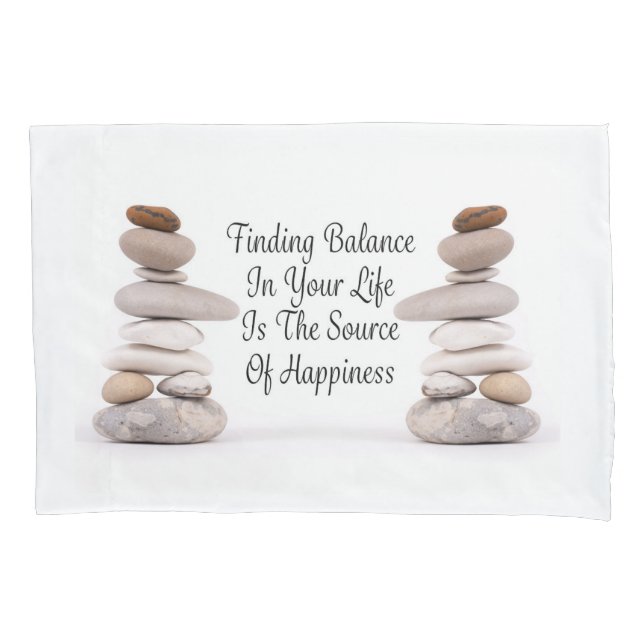 Balance of life zen stones slogan canvas print T-S Pillowcase (Front)