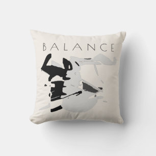 "Balance" Positive Message in Black Grey Shades Throw Pillow