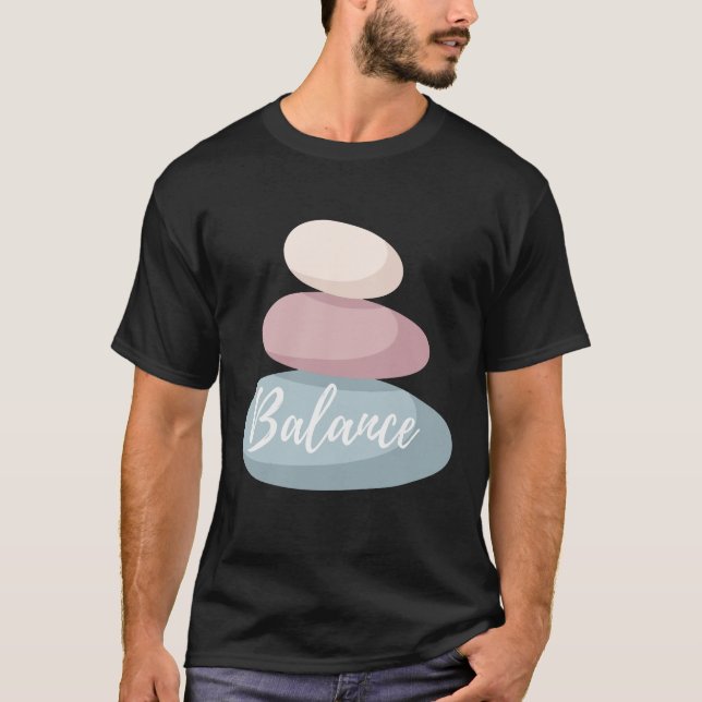 Balance Zen Stones Minimalist Design – Mindfulness T-Shirt (Front)