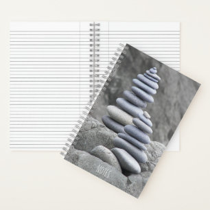 Balanced Beach Pebbles Rock Cairns Notebook