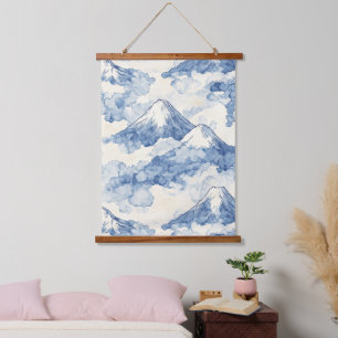 Balanced Blue White Mountains Snow Hanging Tapestry