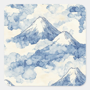 Balanced Blue White Mountains Snow Square Sticker