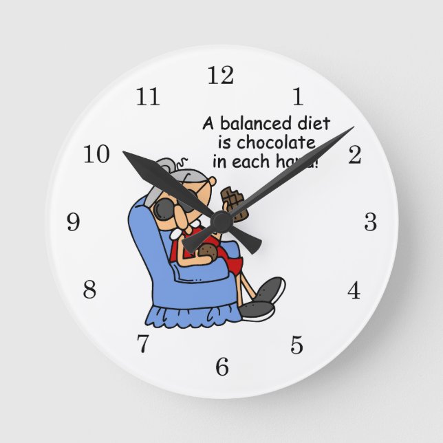 Balanced Chocolate Diet Round Clock (Front)