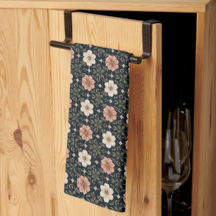 Balanced Contemporary Floral Grid Kitchen Towel